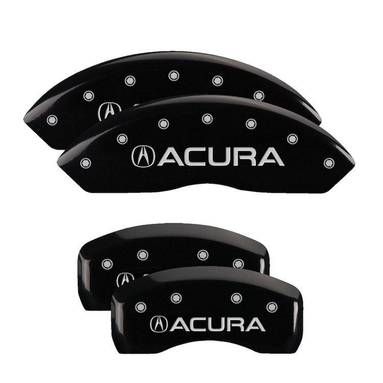 39016SACUBK Front & Rear Disc Brake Caliper Covers Fits Select Acura TSX [Black Finish w/ Silver Acura]