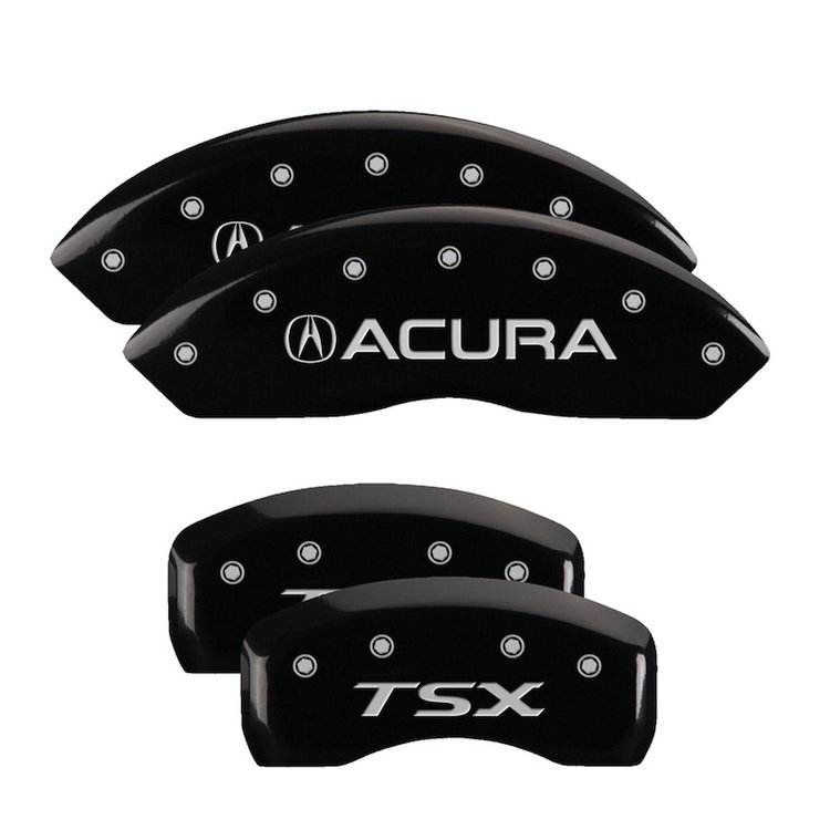 39016STSXBK Front Disc Brake Caliper Covers Fits Select Acura TSX [Black Finish w/ Silver Acura / TSX]