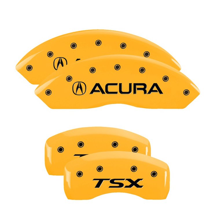 39016STSXYL Front Disc Brake Caliper Covers Fits Select Acura TSX [Yellow Finish w/ Black Acura / TSX]