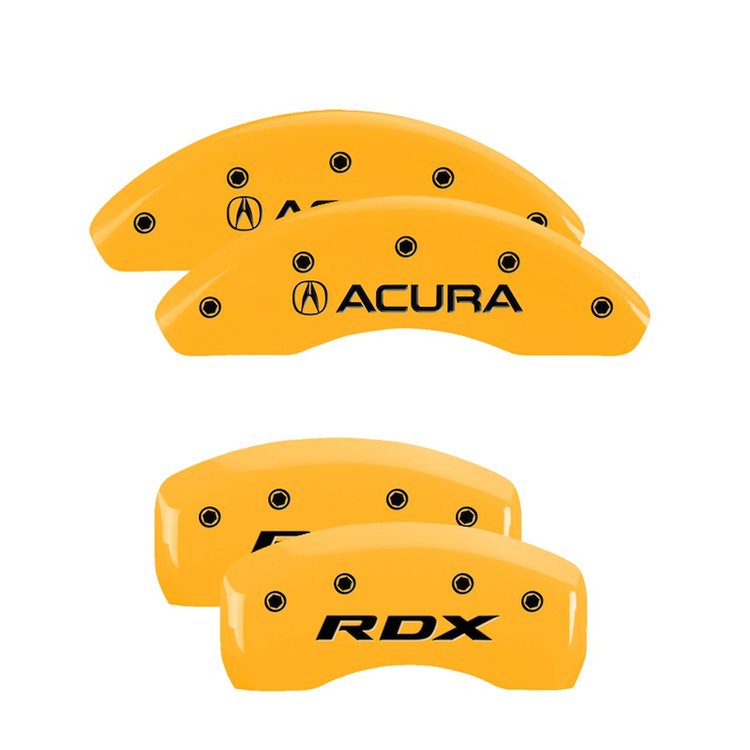39019SRDXYL Front Disc Brake Caliper Covers for 2007-2012 Acura RDX, 2010-2012 Acura RDX [Yellow Finish w/ Black Acura / RDX]