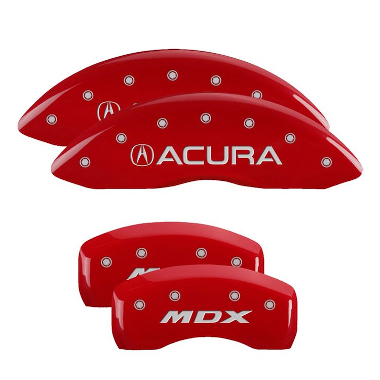 39021SMDXRD Front Disc Brake Caliper Covers Fits Select Acura MDX [Red Finish w/ Silver Acura / MDX]