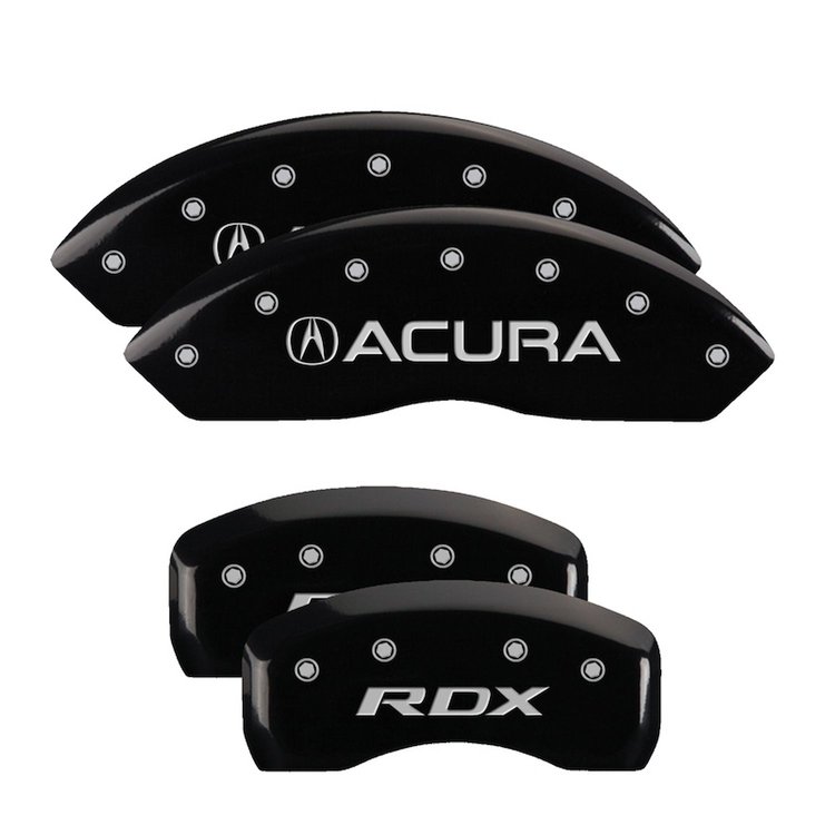 39022SRDXBK Front Disc Brake Caliper Covers for 2016-2018 Acura RDX [Black Finish w/ Silver Acura / RDX]
