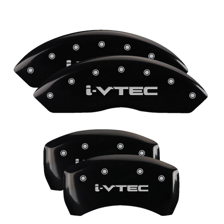 39024SIVTBK Front & Rear Disc Brake Caliper Covers Fits Select Acura RDX [Black Finish w/ Silver i-Vtec]
