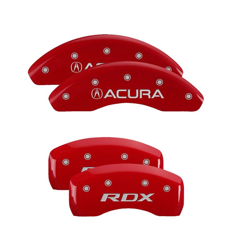 39024SRDXRD Front Disc Brake Caliper Covers Fits Select Acura RDX [Red Finish w/ Silver Acura / RDX]