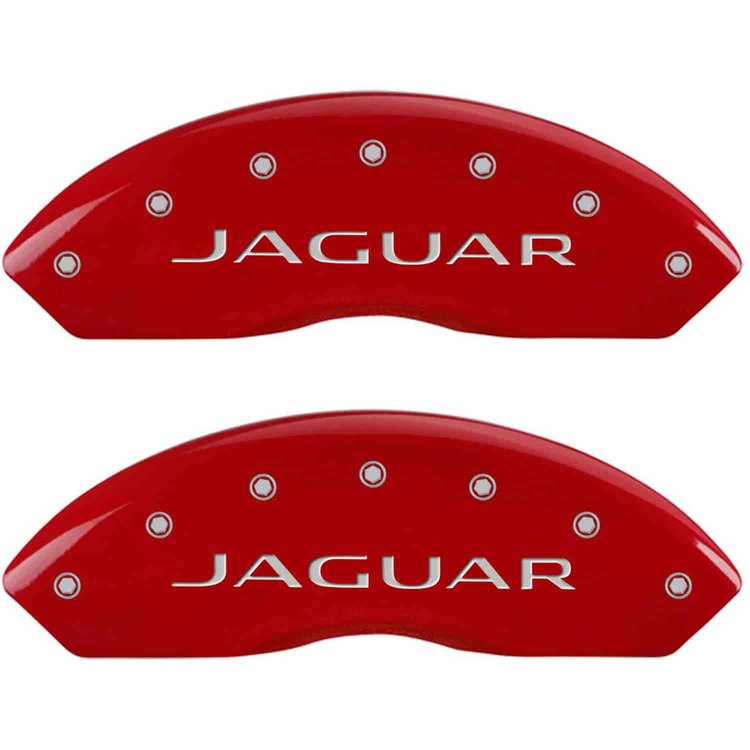 Jaguar/Leaper Red Powder Coat Finish Silver Characters.