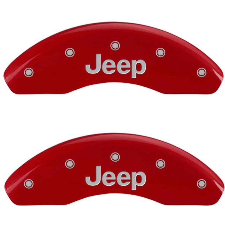 JEEP/JEEP Red Powder Coat Finish Silver Characters.
