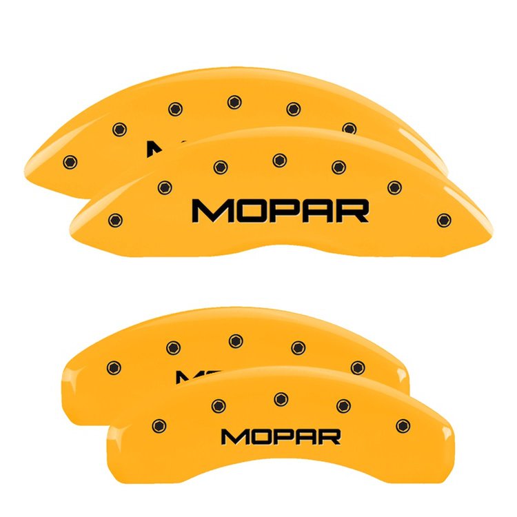 42002SMOPYL Front & Rear Disc Brake Caliper Covers Fits Select Jeep Commander/Jeep Grand Cherokee [Yellow w/Black MOPAR]