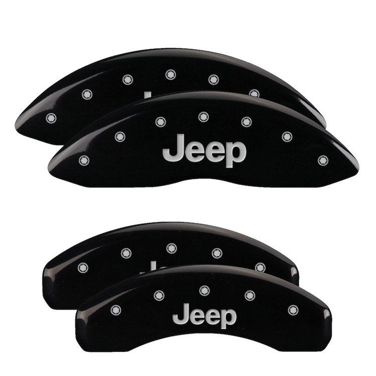 42004SJEPBK Front & Rear Disc Brake Caliper Covers Fits Select Jeep Grand Cherokee [Black Finish w/ Silver JEEP]