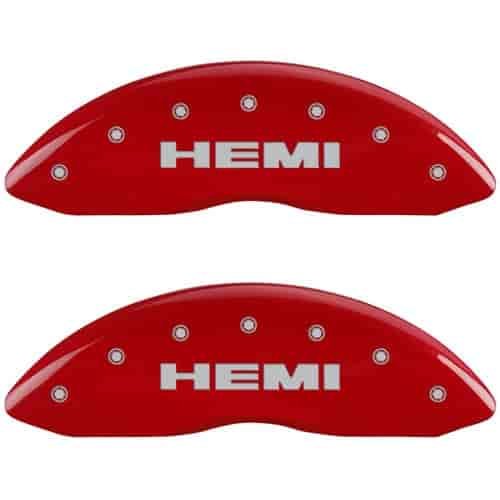 2011 JEEP GRAND CHEROKEE LIMITED - SET OF 4 CALIPER COVERS HEMI/HEMI ENGRAVING RED POWDER COAT FINIS