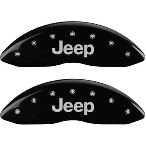 2011 JEEP GRAND CHEROKEE LAREDO - SET OF 4 CALIPER COVERS JEEP/JEEP GRILL LOGO BLACK POWDER COAT FIN