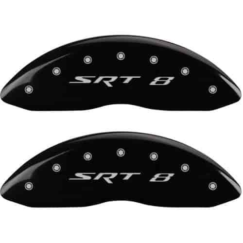 2011 JEEP GRAND CHEROKEE LAREDO - SET OF 4 CALIPER COVERS SRT-8/SRT-8 BLACK POWDER COAT FINISH SILVER CHARACTERS. 18 WHEEL MIN
