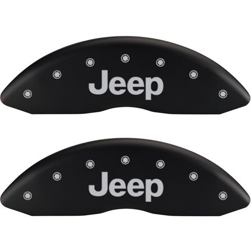 2014 JEEP WRANGLER RUBICON - SET OF 4 CALIPER COVERS JEEP/JEEP GRILL LOGO MATTE BLACK POWDER COAT FI
