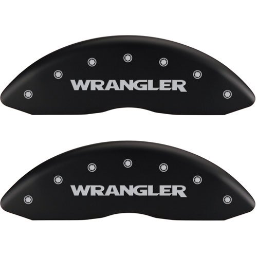 2012 JEEP LIBERTY JET - SET OF 4 CALIPER COVERS WRANGLER/WRANGLER MATTE BLACK POWDER COAT FINISH SILVER CHARACTERS. 17 WHEEL MIN
