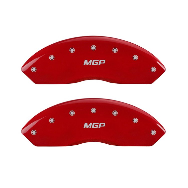 42009FMGPRD Front Disc Brake Caliper Covers Fits Select Jeep Wrangler [Red Finish w/ Silver MGP]