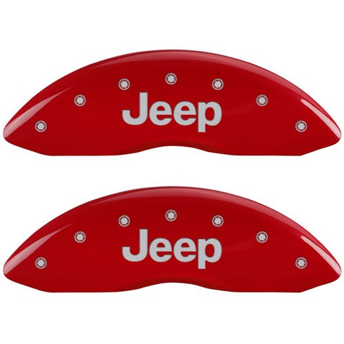 2014 JEEP CHEROKEE LATITUDE - SET OF 4 CALIPER COVERS JEEP/JEEP RED POWDER COAT FINISH SILVER CHARACTERS. 18 WHEEL MIN