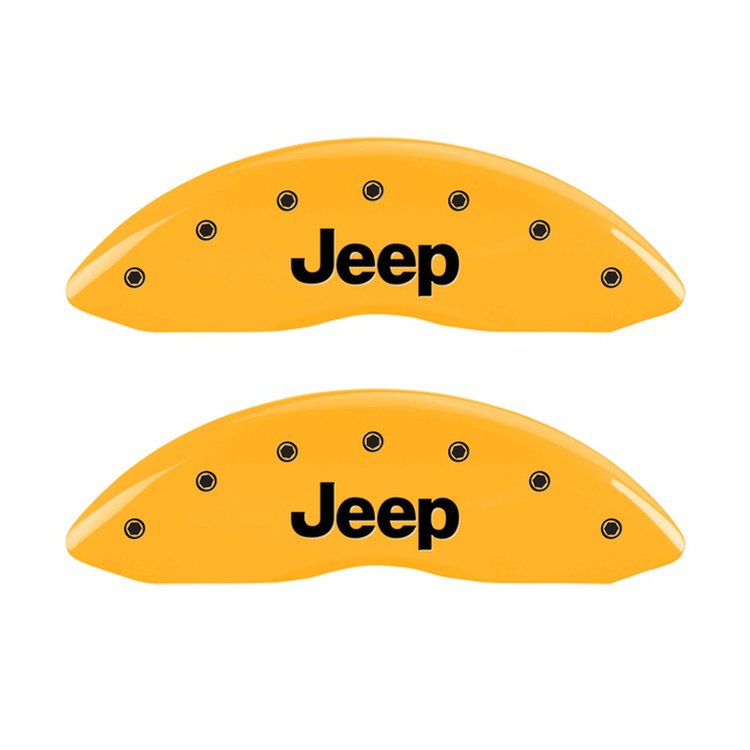 42011FJEPYL Front Disc Brake Caliper Covers Fits Select Jeep Compass, Jeep Patriot [Yellow Finish w/ Black JEEP]