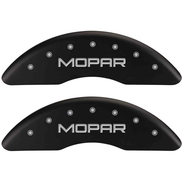 Mopar/Mopar Matte Black Powder Coat Finish Silver Characters.