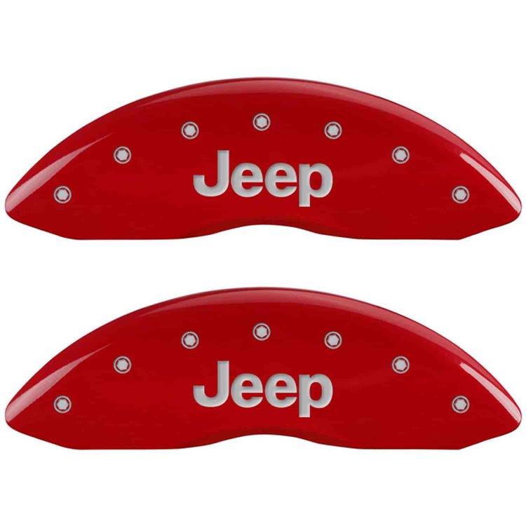 JEEP/JEEP Grill Logo Red Powder Coat Finish Silver Characters.