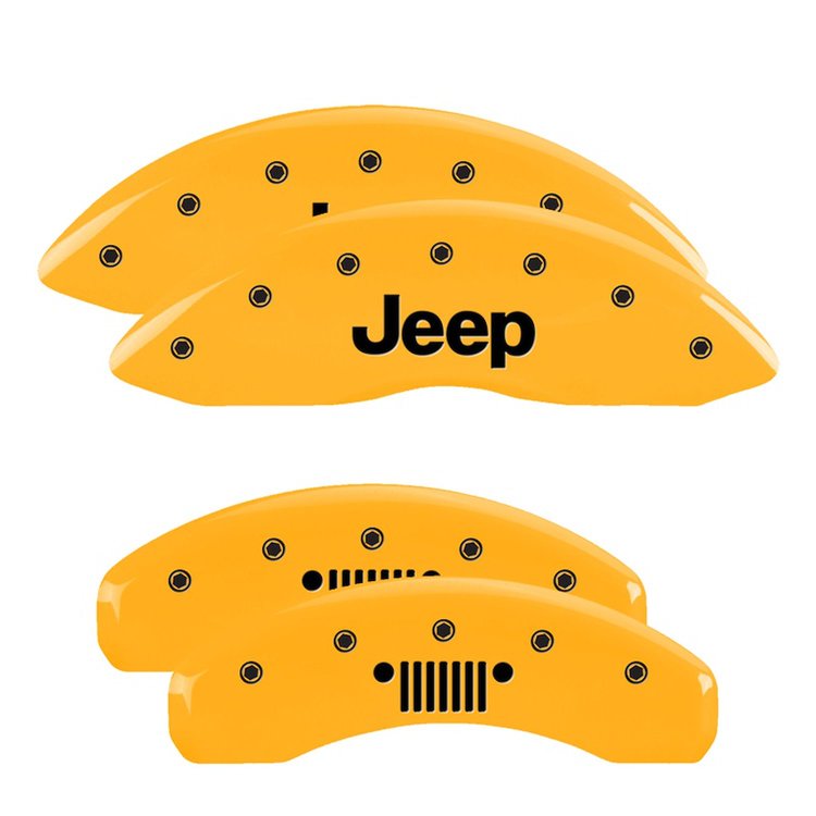 42020SJPLYL Front Brake Caliper Covers Fits Jeep Grand Cherokee WK/Jeep Grand Cherokee [Yellow w/Black JEEP /JEEP Grill Logo]