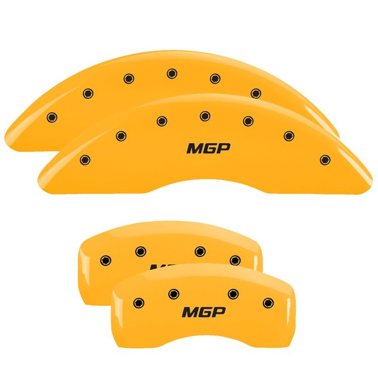 47003SMGPYL Front & Rear Disc Brake Caliper Covers Fits Select Mitsubishi Lancer [Yellow Finish w/ Black MGP]