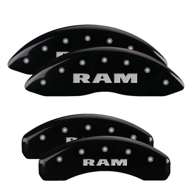 2012 RAM 1500 BIG HORN - SET OF 4 CALIPER COVERS RAM/RAM BLACK POWDER COAT FINISH SILVER CHARACTERS. 17 WHEEL MIN
