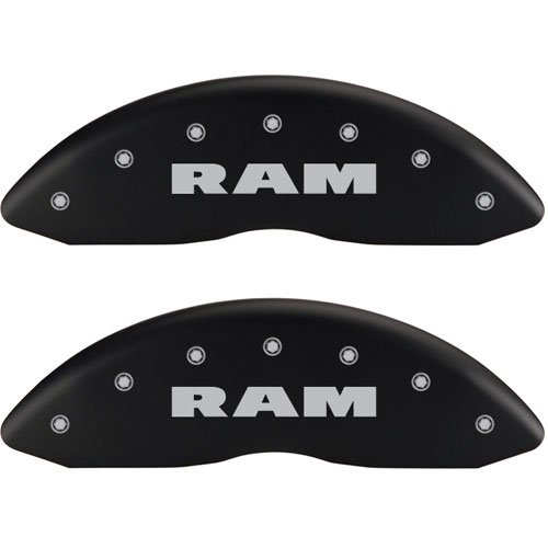 2013 RAM 2500 BIG HORN - SET OF 4 CALIPER COVERS RAM/RAMHEAD MATTE BLACK POWDER COAT FINISH SILVER C