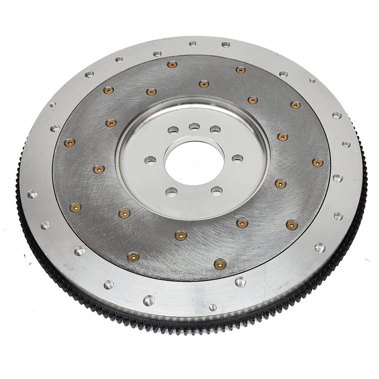 FLYWHEEL SFI BILLET ALUM 6061 T-6 CHEV BB 454 1970-90 Ext Bal 168T 1045 SFP with early design bolt-on c/weight