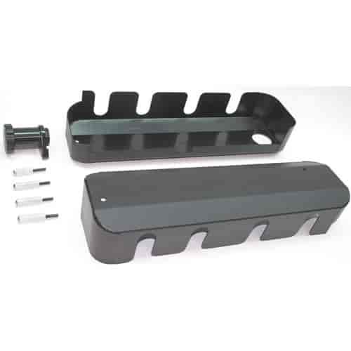 COIL COVER ALUM FABRICATED GM LS Series with OEM coil bracket stand-offs elevated oil filler Satin Black Pair
