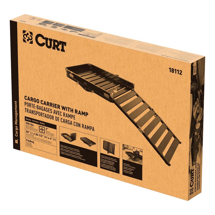 Hitch-Mount Aluminum Cargo Carrier with Ramp
