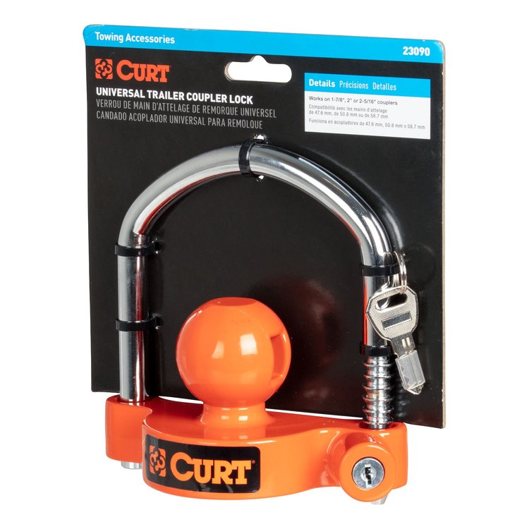 23090-KA Universal Trailer Coupler Lock Bright Orange