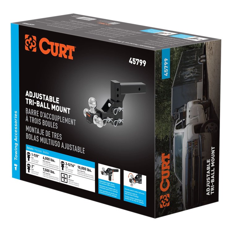 Adjustable Tri-Ball Mount - 1 7/8 in./2 in./2 5/16 in. Couplers