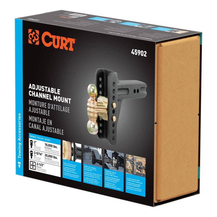 Adjustable Channel Dual Ball Mount 2 in. and 2-5/16 in. Balls