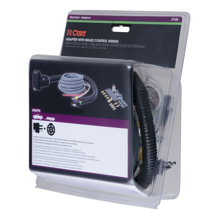 4-WAY TO 7-WAY ADAPTER W/BRAKE CONTROL WIRING