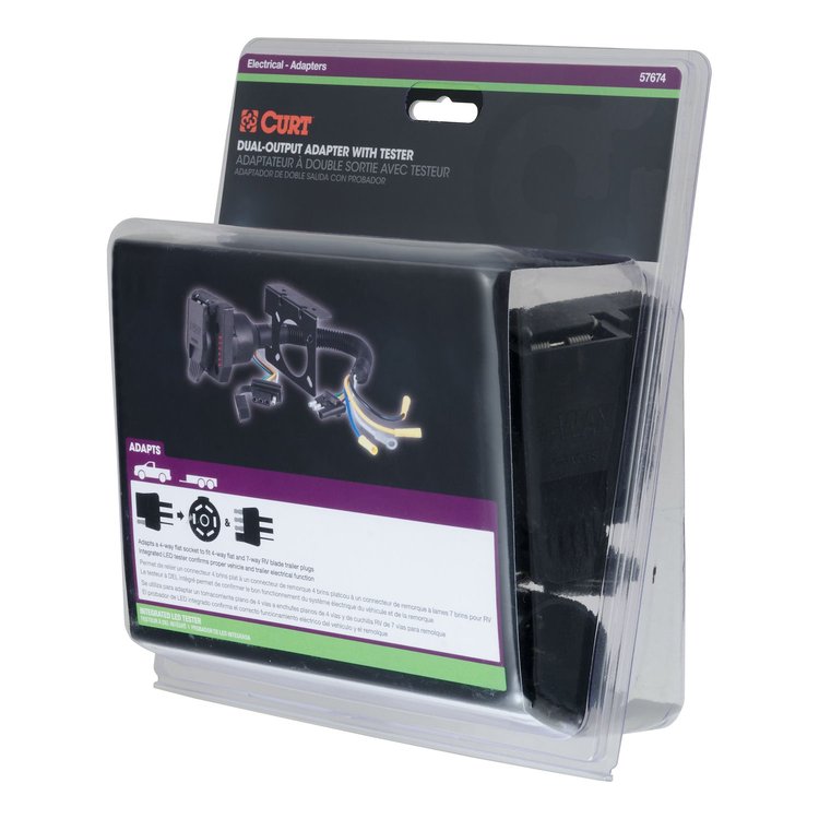 Duplex Design Electrical Trailer Adapter Adapts 4-way flat to both 7-way RV blade & 4-way flat