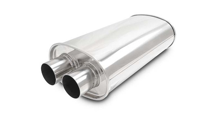 10534 STREETPOWER Universal Muffler [Dual Inlet 2.250 in., Dual Outlet 2.250 in., Stainless Steel]