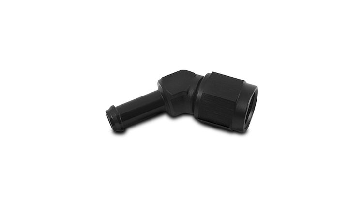 45 Degree AN Female to Barb Adapter Fitting [-8 AN Female to 1/2 in. Barb, Black]
