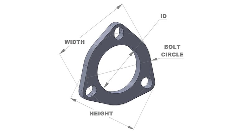 3-Bolt Stainless Steel Flange 2.75" I.D.