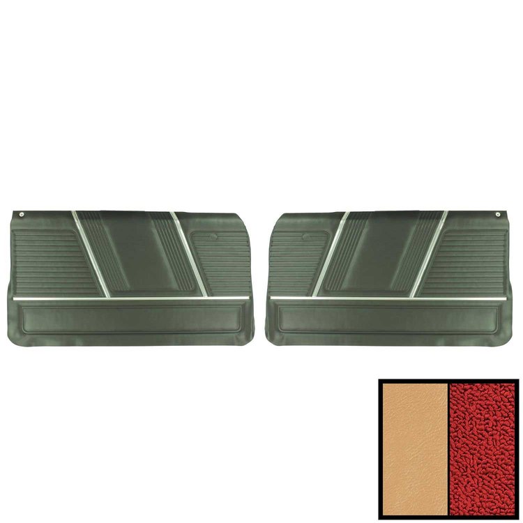 65PD27-1P Front Door Panels for 1965 Pontiac Grand Prix/Parisienne Pre-Assembled Parchment/Red