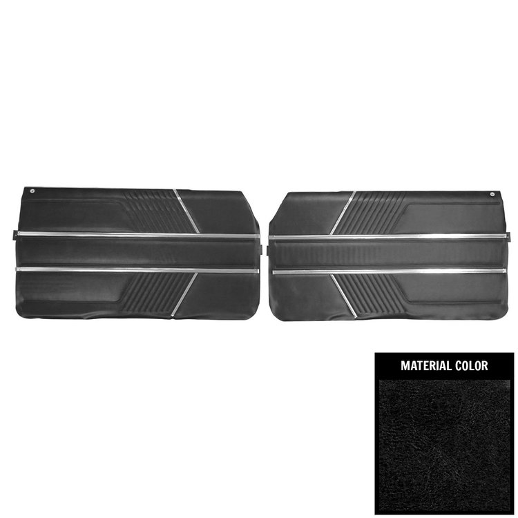 66PD210-P Front Door Panels for 1966 Pontiac 2 + 2 Pre-Assembled Metallic Black