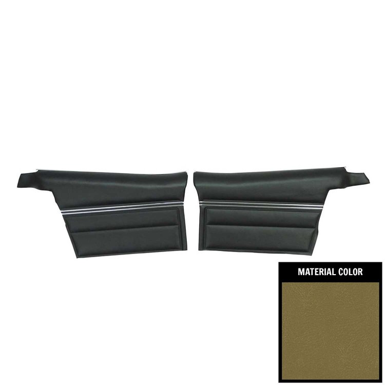 68BDN46V-P Rear Door Panels for 1968 Impala Custom Convertible Pre-Assembled Ivy Gold