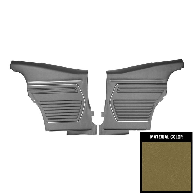 68FD46C-P Rear Door Panels for 1968 Camaro Hardtop Pre-Assembled Platinum Edition Ivy Gold