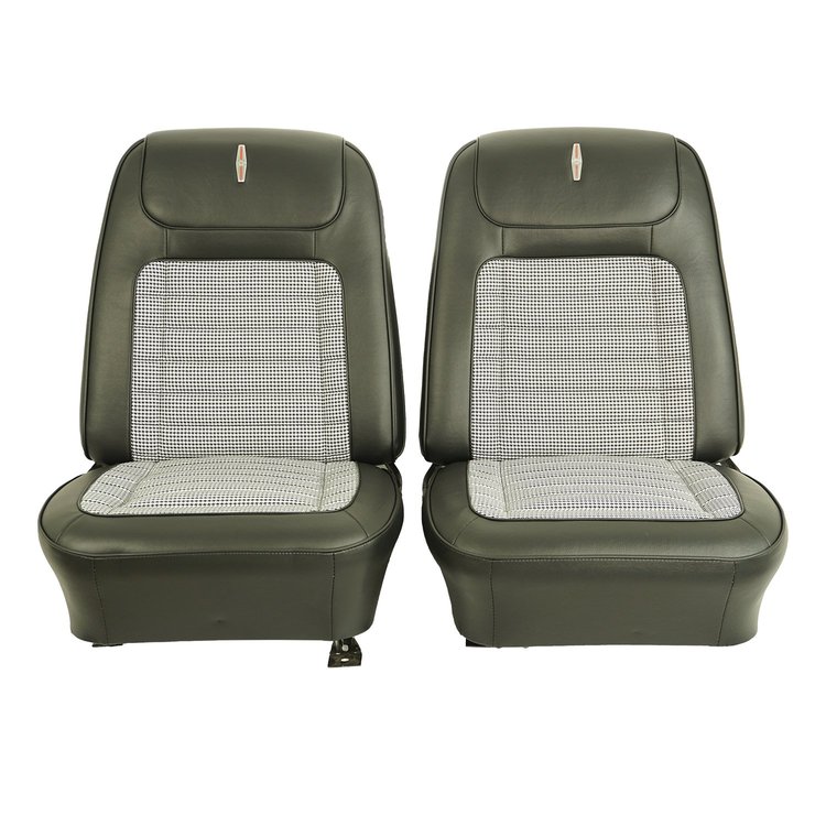 68HT10U-P Houndstooth Pre-Assembled Front Bucket Seats for 1968 Chevrolet Camaro Deluxe Black