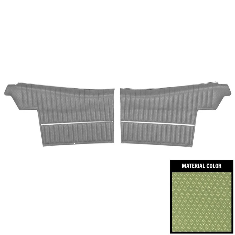 69CD23V-P Rear Door Panels for 1969 Cutlass Holiday/"S" Convertible Pre-Assembled Light Green