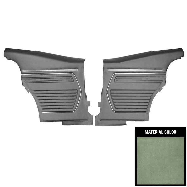 69FD24C-P Rear Door Panels for 1969 Camaro Hardtop Pre-Assembled Platinum Standard Dark Green