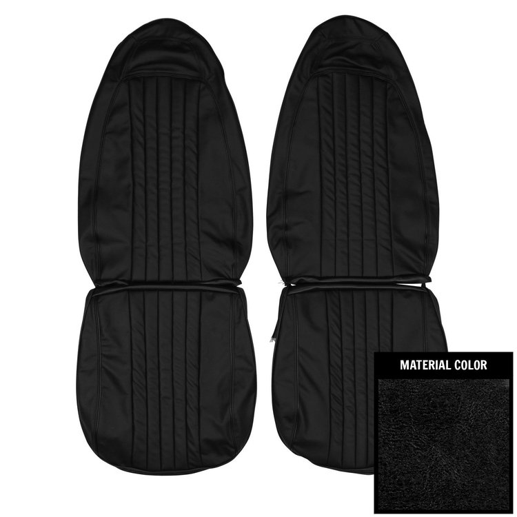 70KSG10U-L Leather Front Bucket Seat Covers for 1970-1971 Plymouth Cuda/Gran Coupe Black