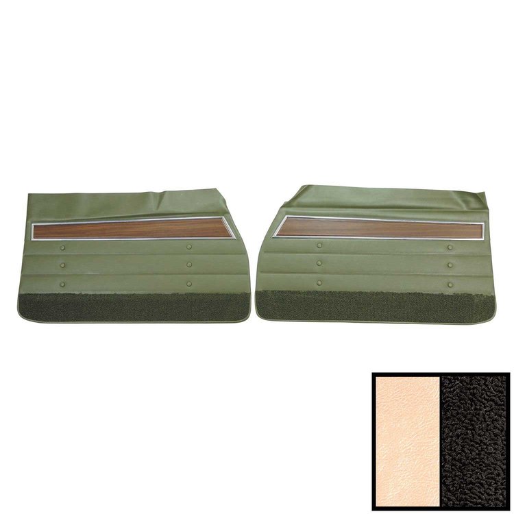71CD282T Front Door Panels for 1971 Oldsmobile Cutlass S/442 2-Door Sedan Pearl/Black
