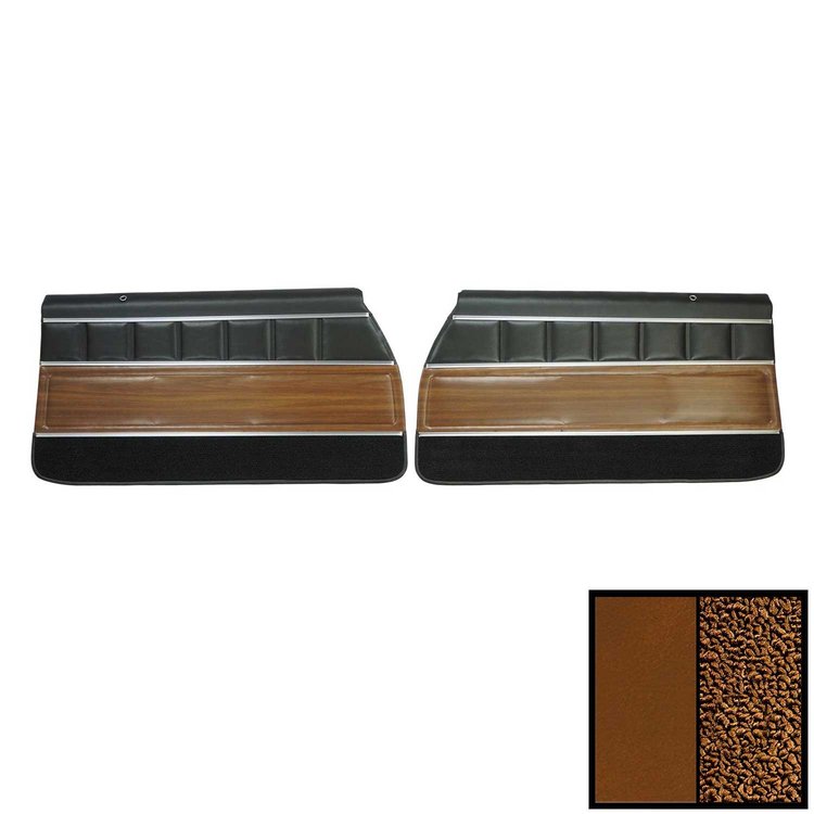 72UDW47-P Front Door Panels for 1972 Buick Skylark/350/Custom/GS Pre-Assembled Tan/Black