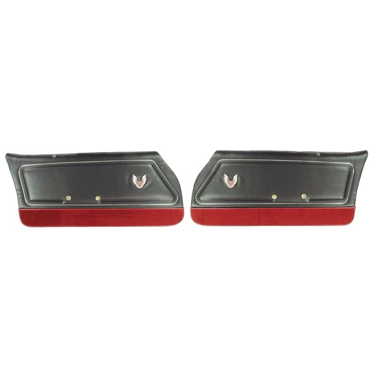 80HDR70-P Front Door Panels for 1980-1981 Pontiac Firebird Recaro Pre-Assmebled Black & Red