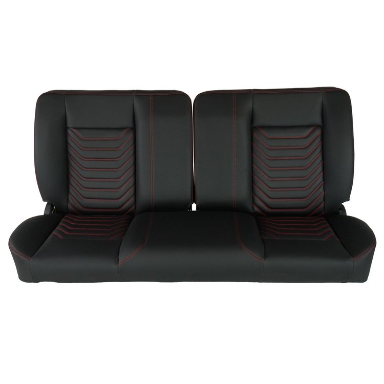 RM-BA11X2X 60 in. Sport Mod I Bench Seat Black Vinyl Wide Black Insert Red Thread w/o Cupholder