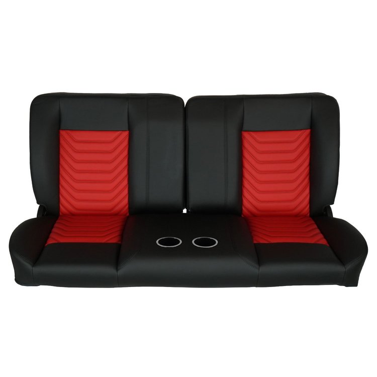 RM-BA12X1C 60 in. Sport Mod I Bench Seat Black Vinyl Wide Red Insert Black Thread w/Cupholder